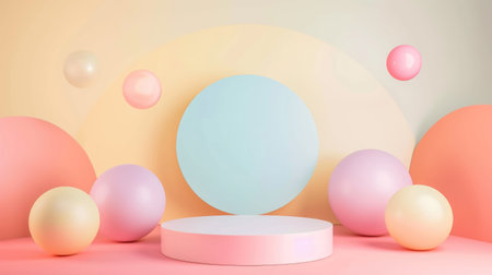 Pastel Dream Product Presentation with Floating Spheresの素材