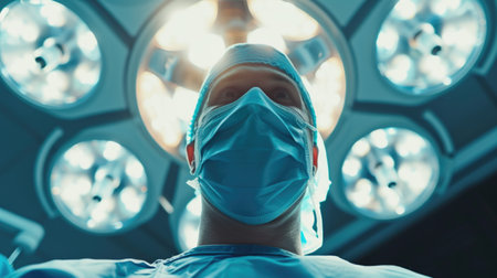 Surgeon in Operating Room Under Bright Lightsの素材
