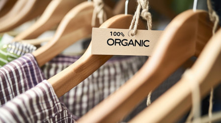 Eco-Friendly Fashion Concept with Organic Clothes on Hangersの素材