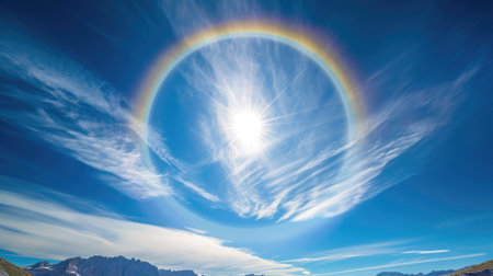 Spectacular Halo Around the Sun in a Blue Skyの素材