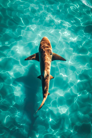 Shark Swimming in Crystal Clear Watersの素材