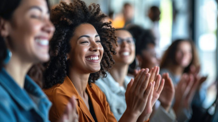 Diverse Group of Women Applauding at a Seminar or Conferenceの素材