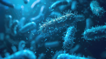 Microscopic View of Bacteria - Scientific Conceptual Illustrationの素材