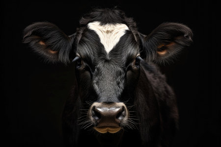 Portrait of a Cow: Close-up on a Farm Animalの素材