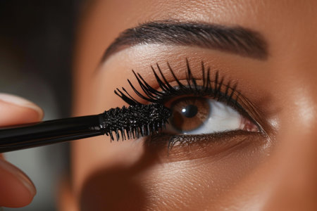 Beauty Routine Close-Up: Applying Mascara to Eyelashesの素材