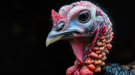 Detailed Close-up of a Turkey's Head Showcasing Vivid Texturesの素材