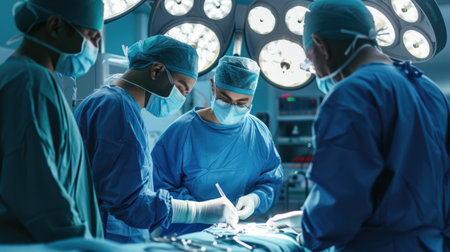 Surgical Team Performing Operation in Modern Hospitalの素材