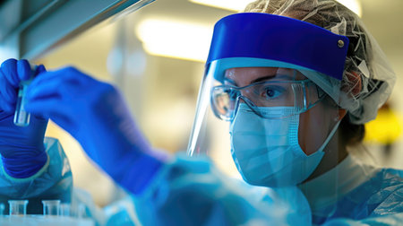Healthcare Professional in PPE Conducting Lab Researchの素材