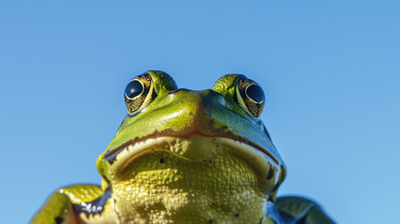 Green Tree Frog Close-Up: A Look into Amphibian Eyesの素材