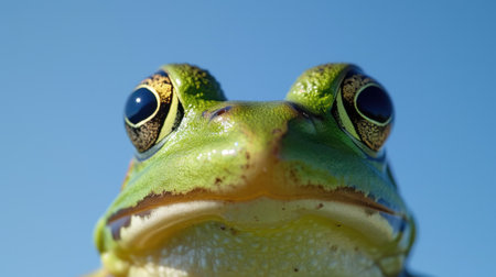 Green Tree Frog Close-Up: A Look into Amphibian Eyesの素材