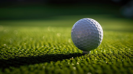 Pristine Golf Ball on Tee on Lush Green Courseの素材