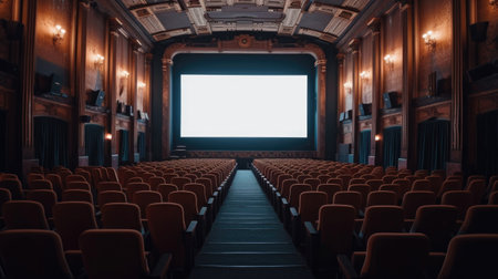 Cinema Elegance: Empty Vintage Movie Theater Waiting for an Audienceの素材