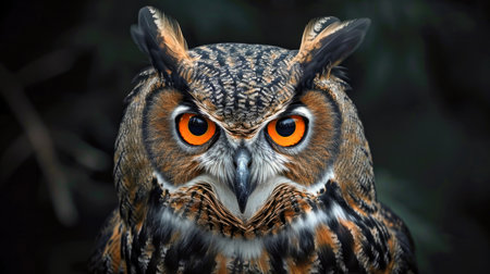 Intense Eyes of a Eurasian Eagle-Owl Close-upの素材