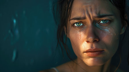 Tearful Woman with Intense Emotional Expressionの素材