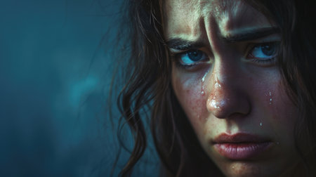 Tearful Woman with Intense Emotional Expressionの素材