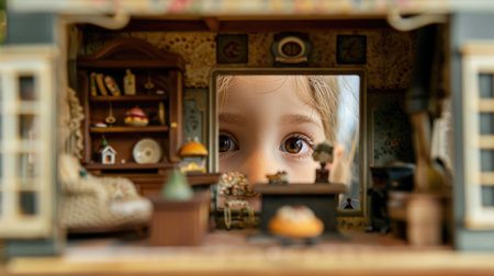 Child's Eye View Through a Miniature Dollhouseの素材
