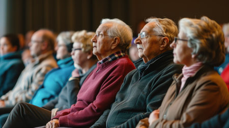 Audience of Seniors Attentively Watching a Presentationの素材