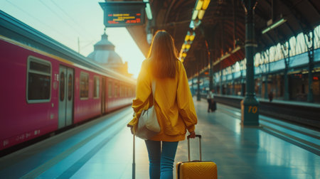 Woman at Train Stationの素材