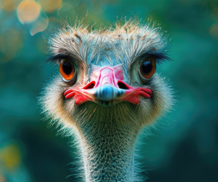 Curious Ostrich Close-Up with a Humorous Expressionの素材