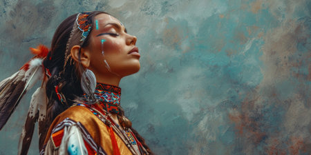 Native American Woman in Traditional Attireの素材