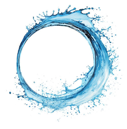 Liquid Artistry: Splashing Water Circle with a Splash Crownの素材