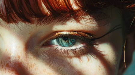 Close-up of Eye with Golden Makeupの素材