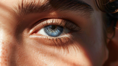 Close-up of Eye with Golden Makeupの素材