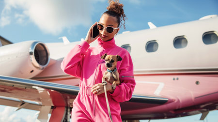 Fashionable Woman with Dog by Private Jetの素材