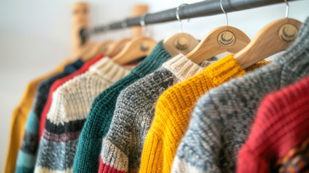 Cozy Knit Sweater Collection on Wooden Hangersの素材