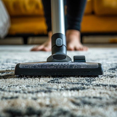 Modern Cordless Vacuum Cleaner on Carpetの素材