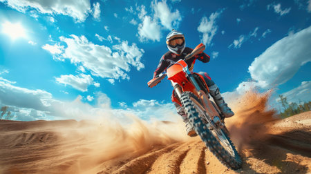 Desert Motocross Adventure under Blue Skyの素材