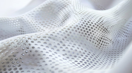 Abstract White Fabric with Perforations - Close-up of Textured Material with Dot Pattern for Modern Design Concepts backgroundの素材