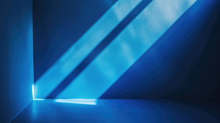 Captivating Sunlight Beams Through Blue Room - A Tranquil Abstract Art Space backgroundの素材