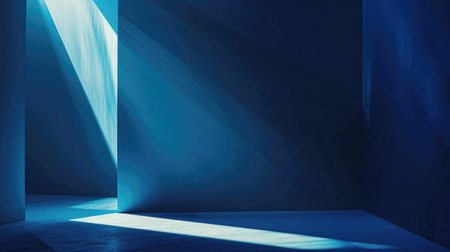 Captivating Sunlight Beams Through Blue Room - A Tranquil Abstract Art Space backgroundの素材