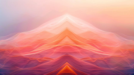 Illuminated Triangle Piercing through a Hazy Pink Skyscape. A Surreal and Artistic Interpretation abstract backgroundの素材
