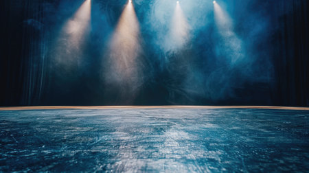Dramatic Stage Spotlight with Smoke - Atmospheric Lighting for Theatrical and Event Backgroundsの素材