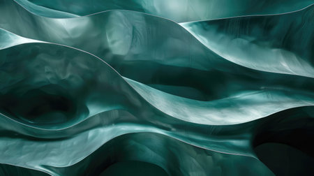 Mesmerizing Abstract Silk Waves - Smooth Blue Fabric Texture Flowing in Dark Eleganceの素材