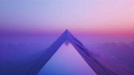 Surreal Mountain Landscape at Twilight with Gradient Sky abstract backgroundの素材