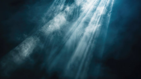Mysterious Depths: A Glimpse of Light Streaming Through the Dark Blue Underwater World abstract backgroundの素材