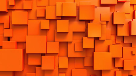 Monochromatic Orange 3D Cubes Texture, Geometric Pattern Abstract Background for Creative Designの素材