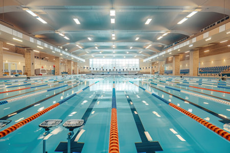 Modern Olympic Swimming Pool Ready for Competitionの素材