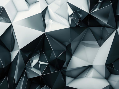 Abstract Geometric Faceted Background in Monochromeの素材