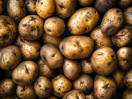 Textured Pile of Harvested Potatoesの素材