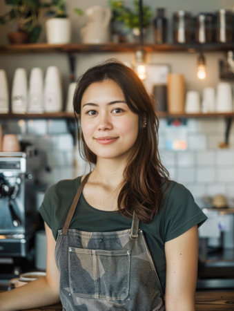 Portrait of female coffeeshop ownerの素材