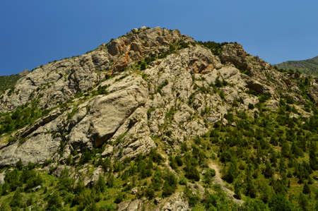 Mountain landscape, Khaidarkan area, Galuyan gorge,  Kyrgyzstanの写真素材