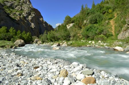 River in the mountains, Khaidarkan area, Galuyan gorge,  Kyrgyzstan