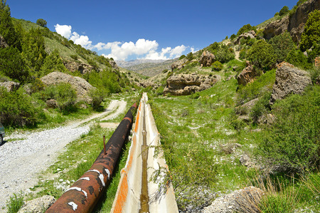 Old aquaduct in the mountains, Haidarkan area, Kyrgyzstan