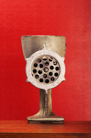 vintage meat grinder and colorful backgroundの写真素材