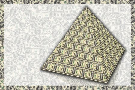pyramid of dollars in the frame of dollarsの写真素材