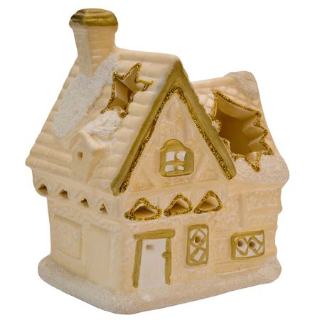 Christmas toy house isolated on a white backgroundの写真素材